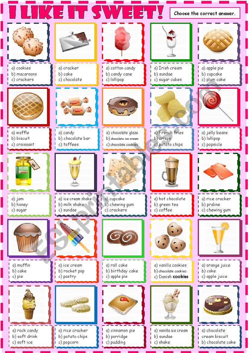 I like it sweet! worksheet