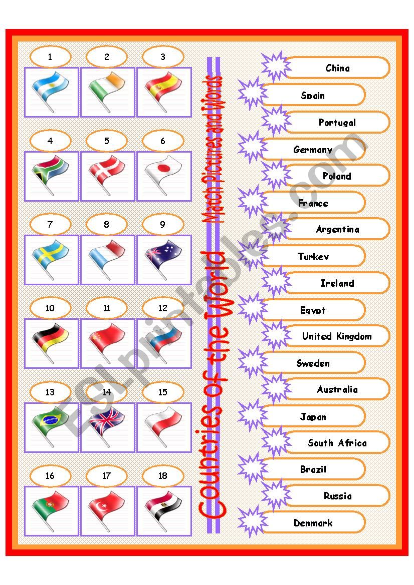 Countries of the World worksheet