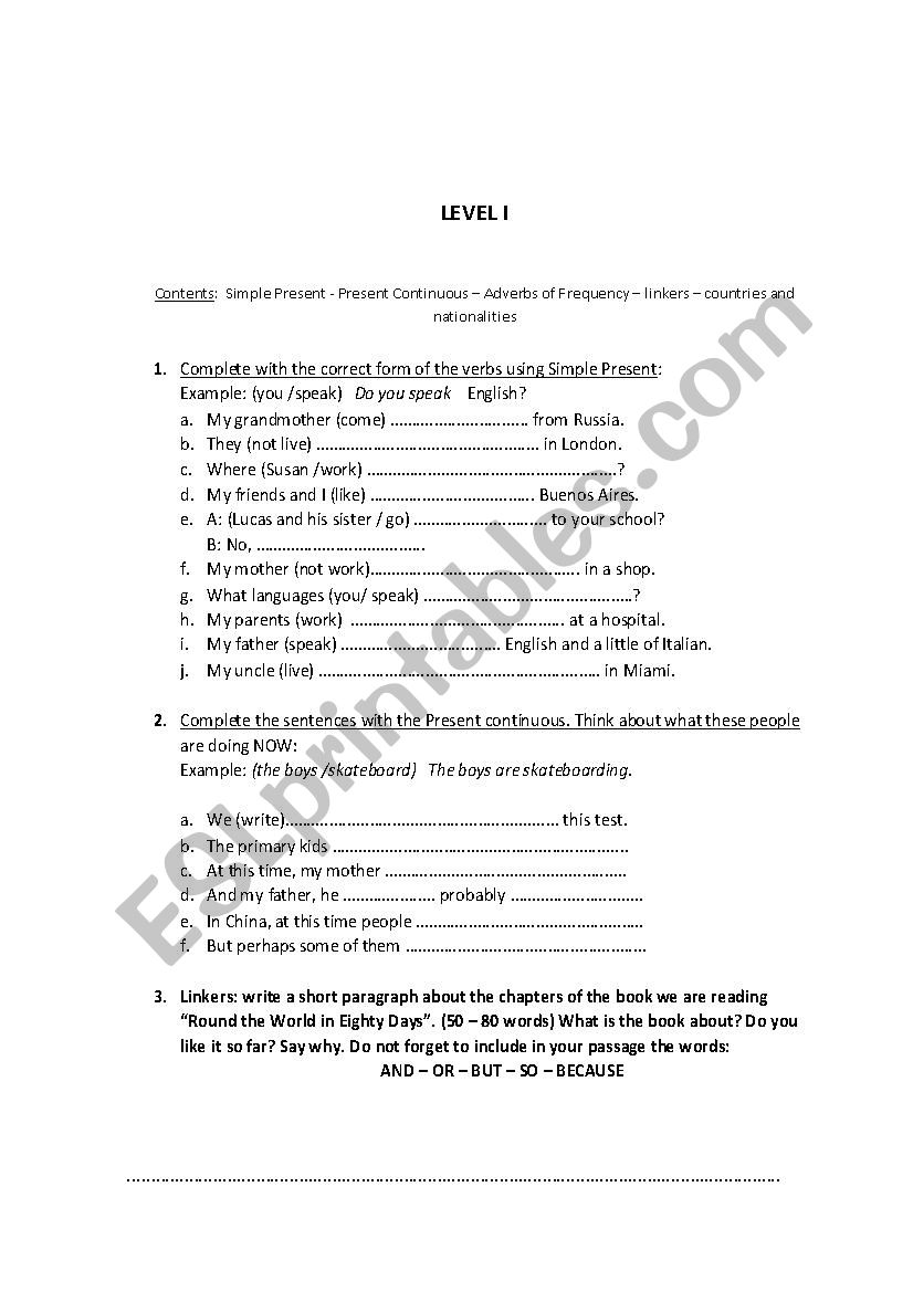 Revision worksheet