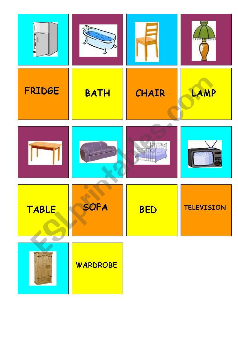 MEMORY GAME - furniture / food / toys / animals