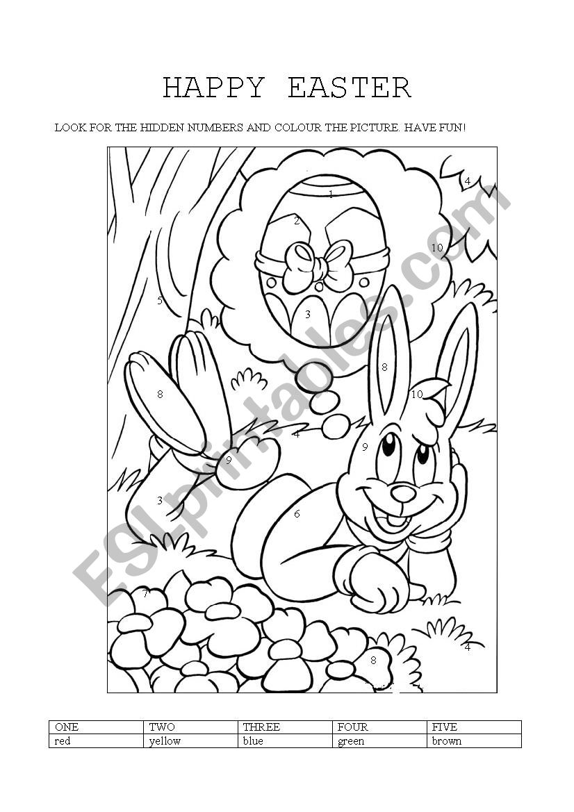 happy easter numbers hunt worksheet