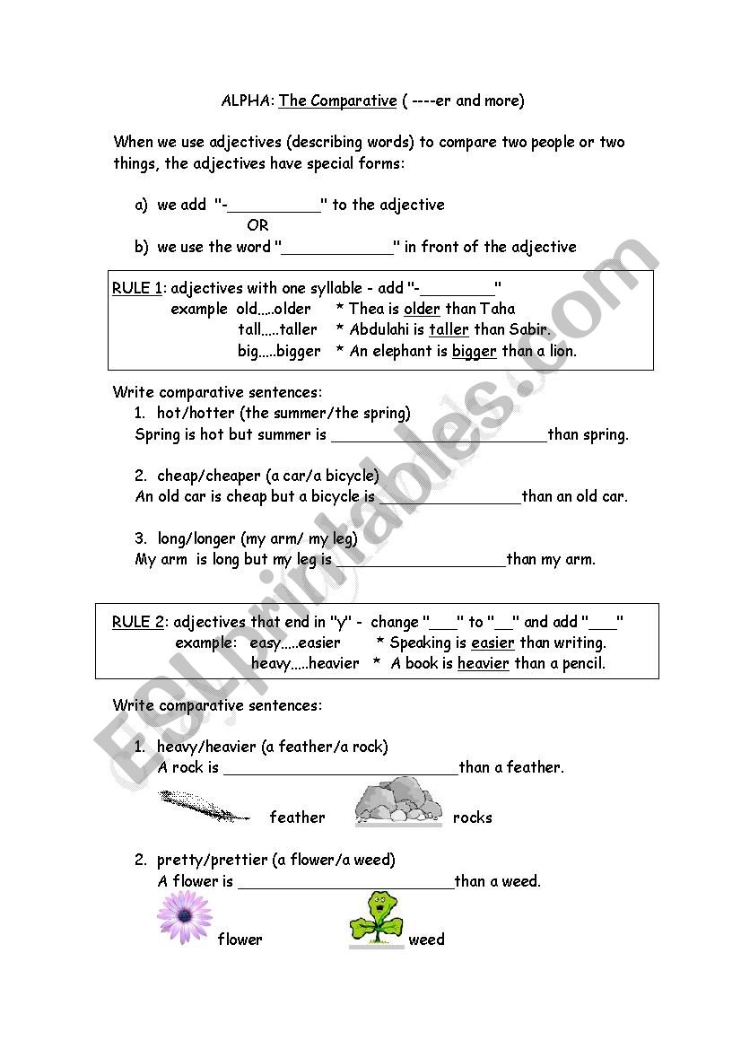 Comparative Adjectives Worksheet