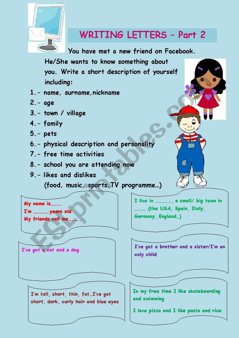 Writing letters 2 worksheet