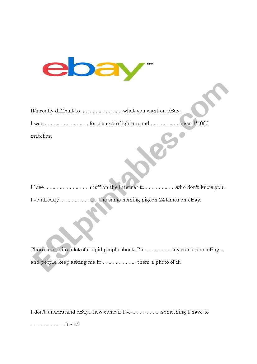 Jokes about eBay worksheet