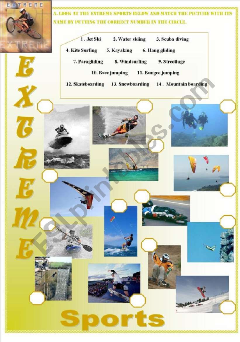 Extreme Sports worksheet