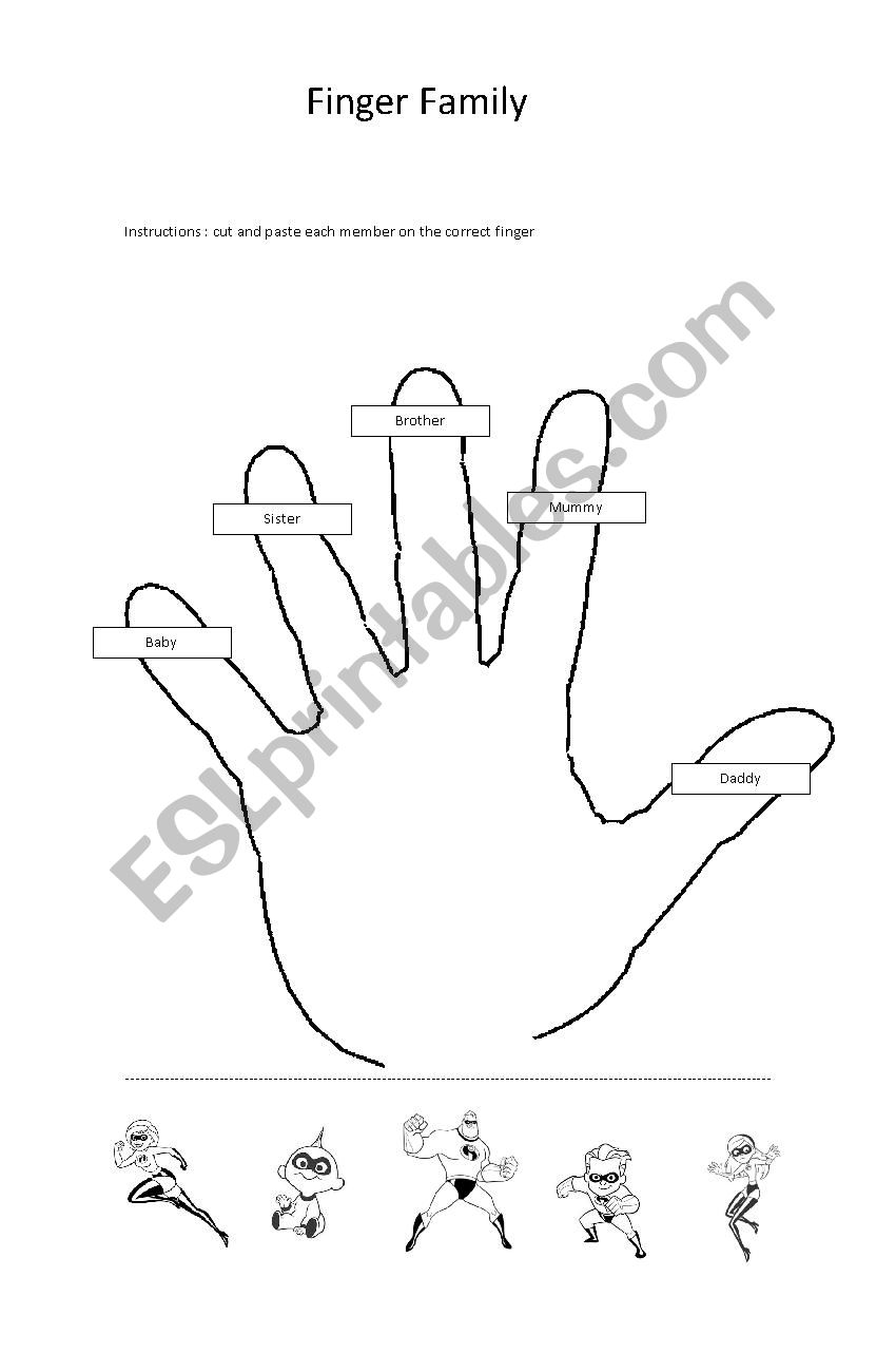 Finger Family worksheet