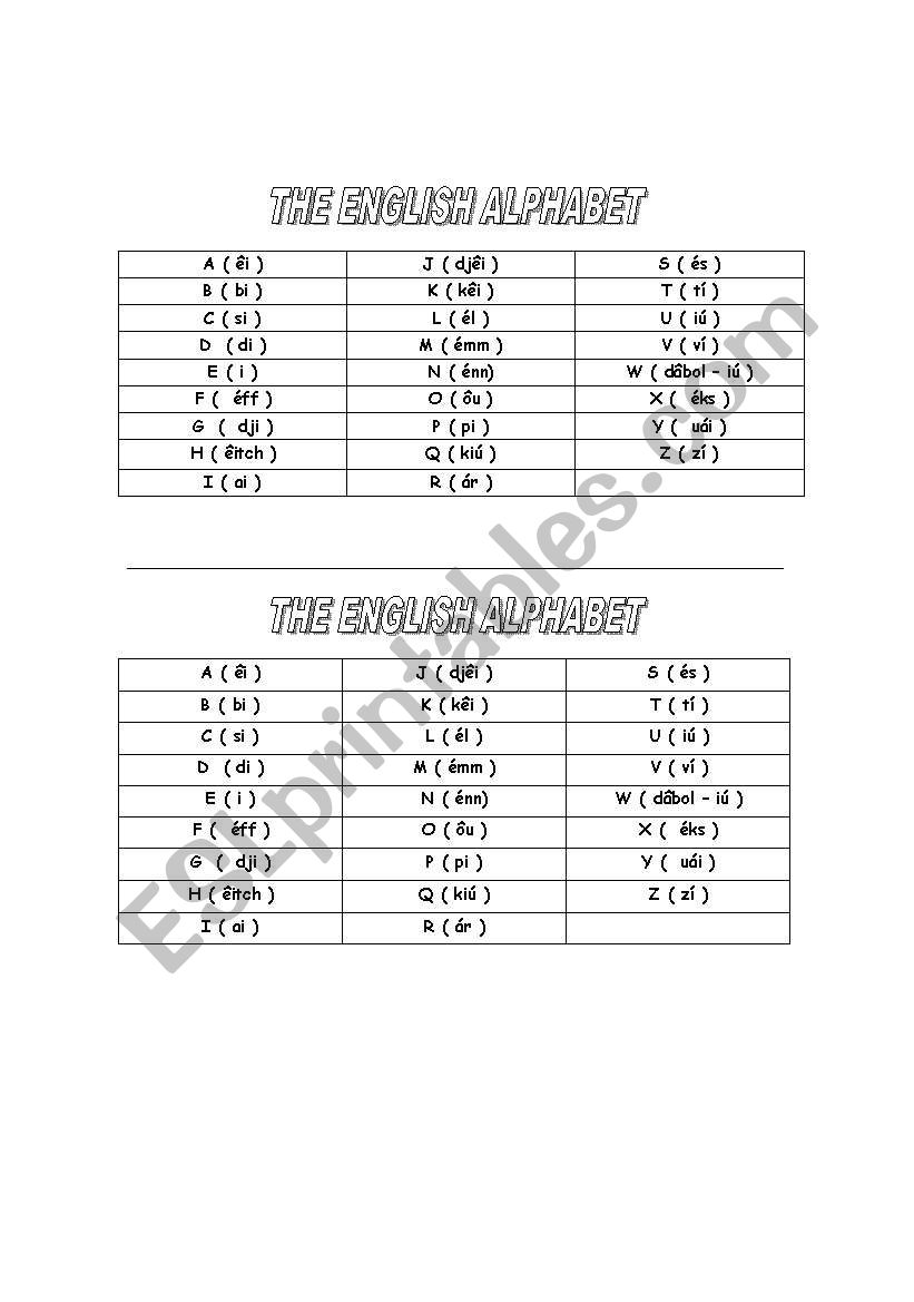 THE ALPHABET worksheet