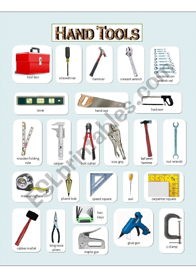 Hand Tools - (1) Pictionary worksheet Hand Tools - (1) Pictionary worksheet