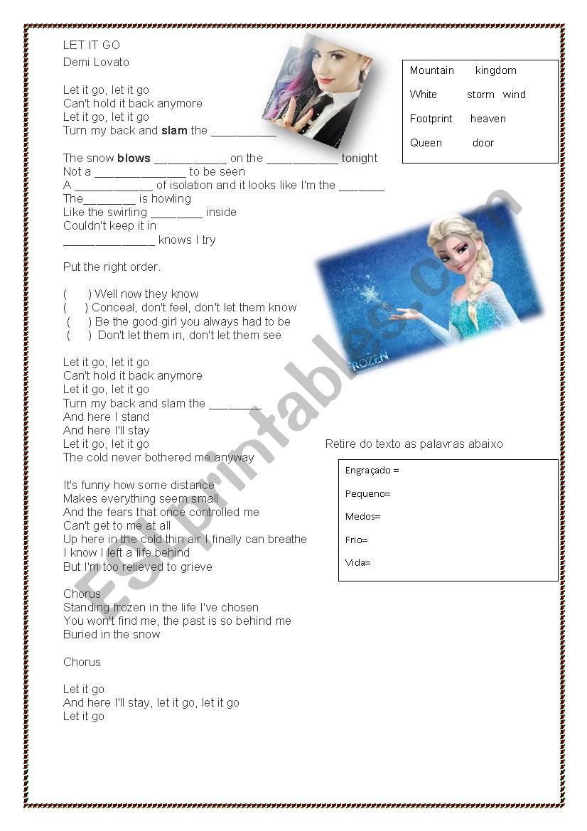 Let it go - Demi Lovato worksheet