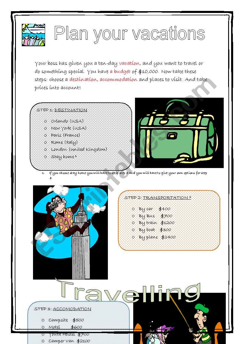 Travel Plan (1/2) worksheet