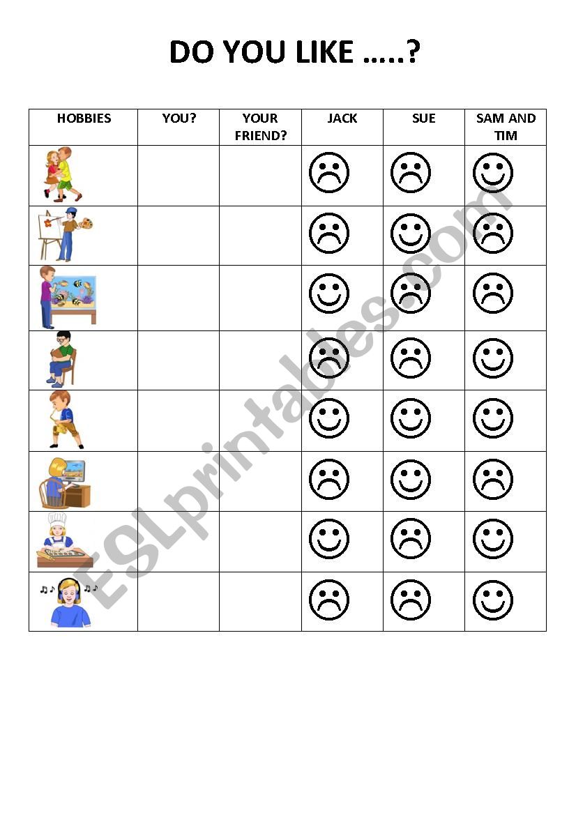 DO YOU LIKE ? worksheet