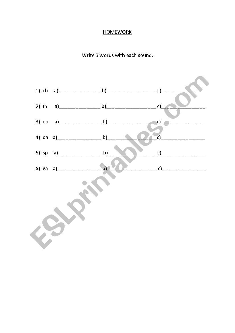 Phonics worksheet