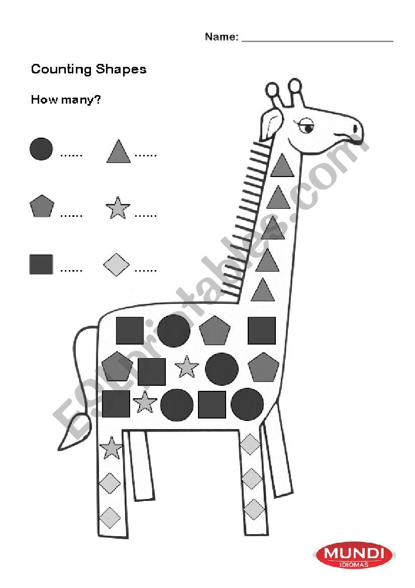 Counting shapes worksheet