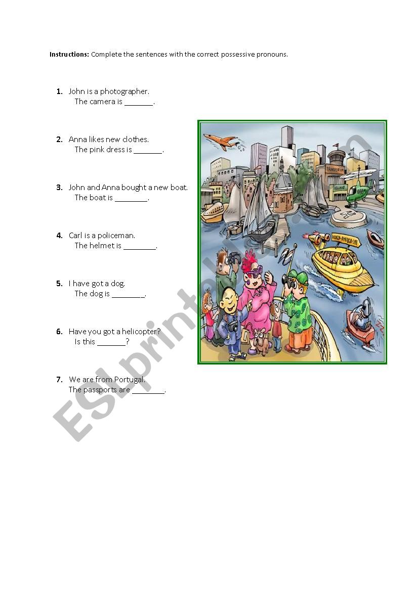 possesive pronouns worksheet