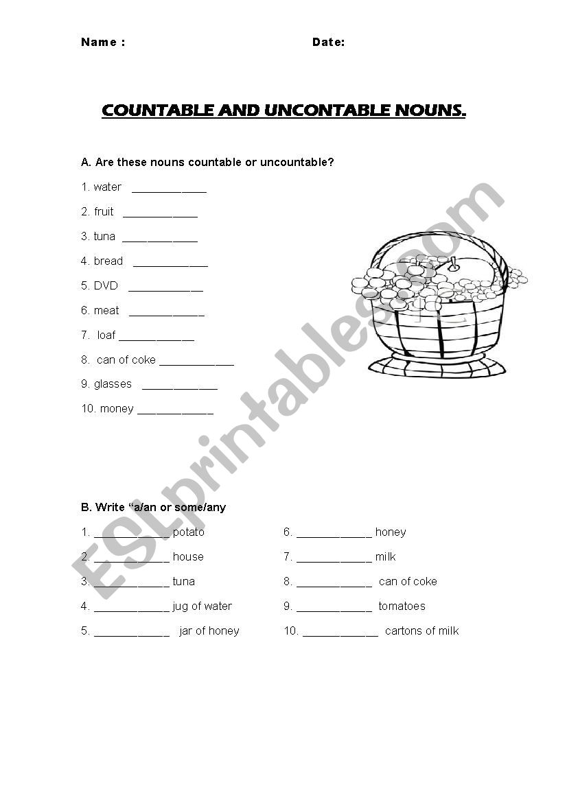 COUNTABLE AND UNCOUNTABLE NOUNS