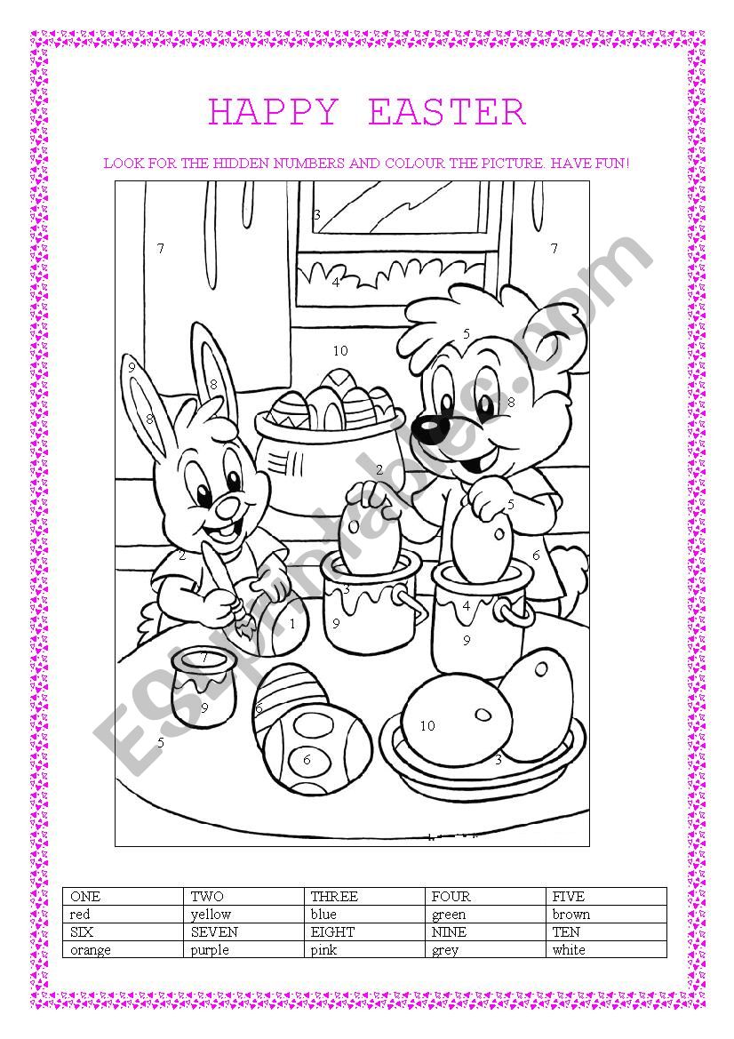 easter eggs colouring worksheet