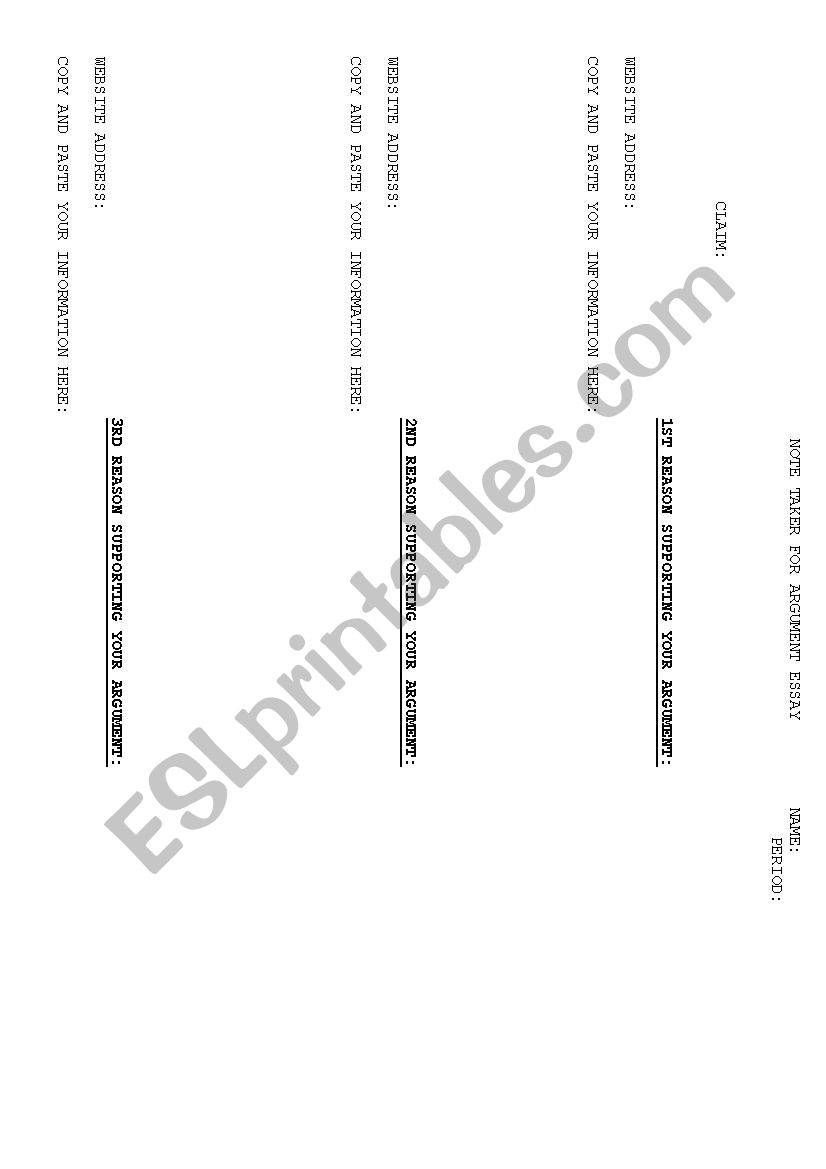Argument Essay Outline worksheet