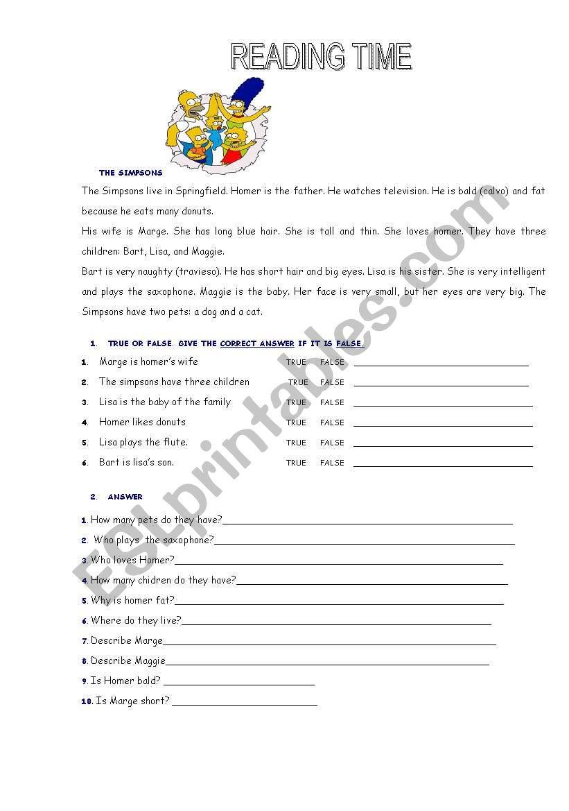 THE SIMPSONS worksheet