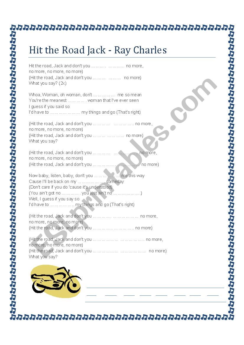 Hit the Road Jack  worksheet