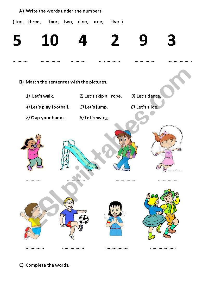 body parts worksheet