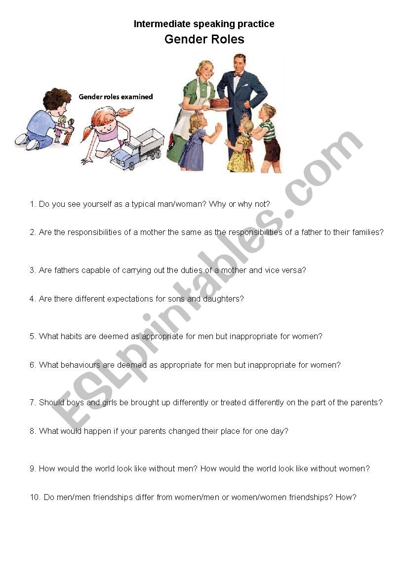 Talking about Gender Roles worksheet