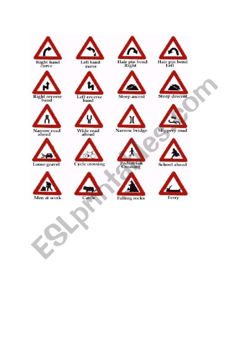 Traffic Sign worksheet