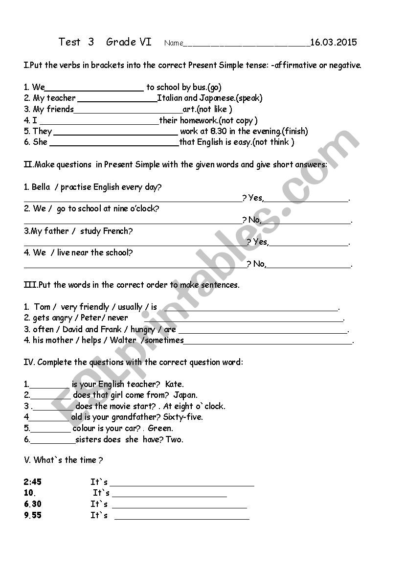 Test worksheet