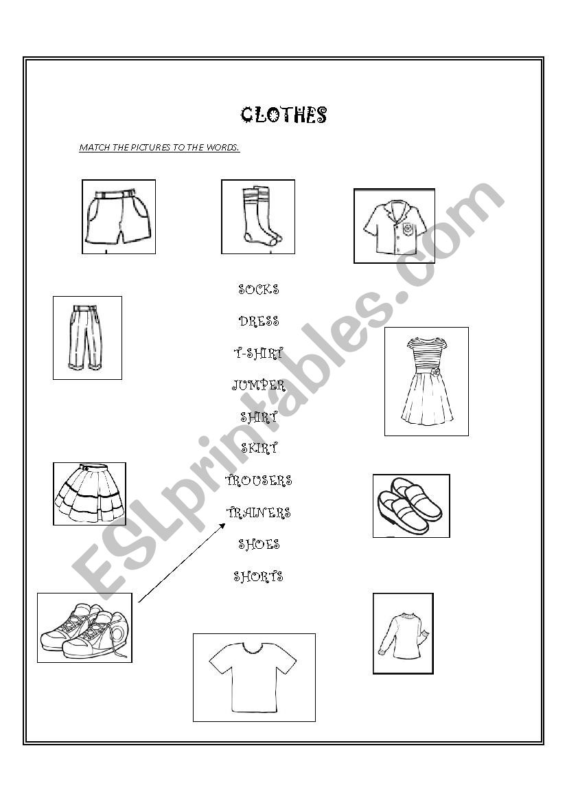 Clothes vocabulary worksheet