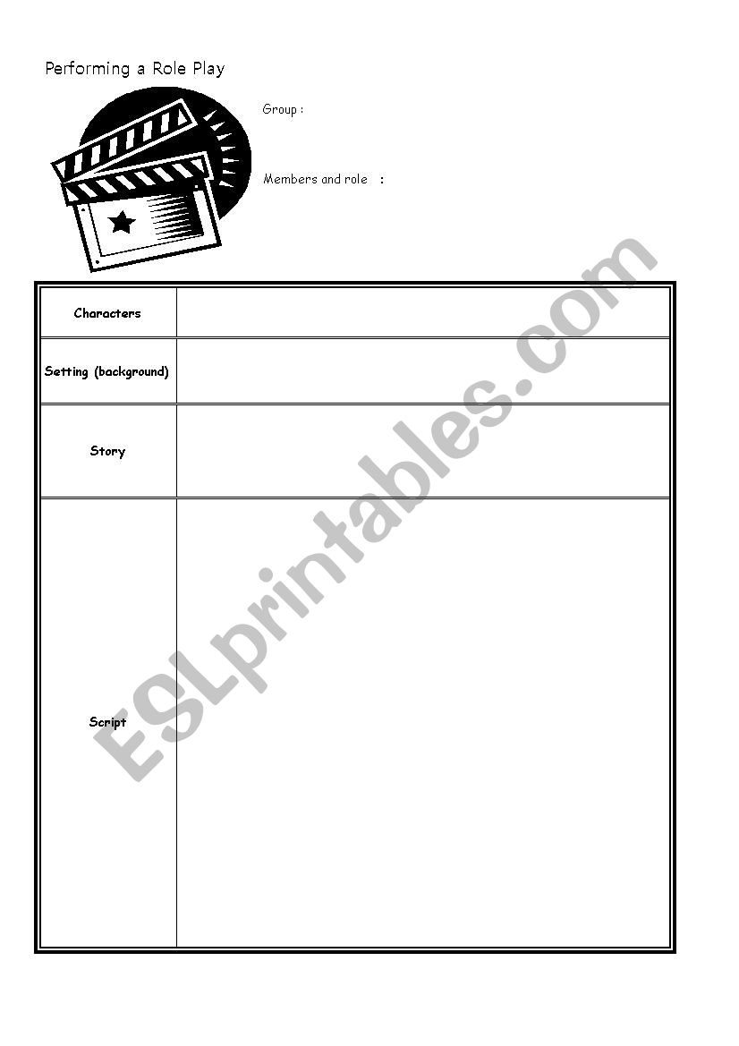 role play script form worksheet