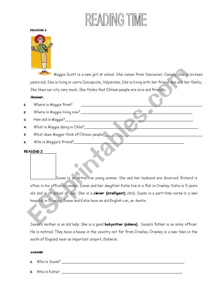 READING TIME worksheet