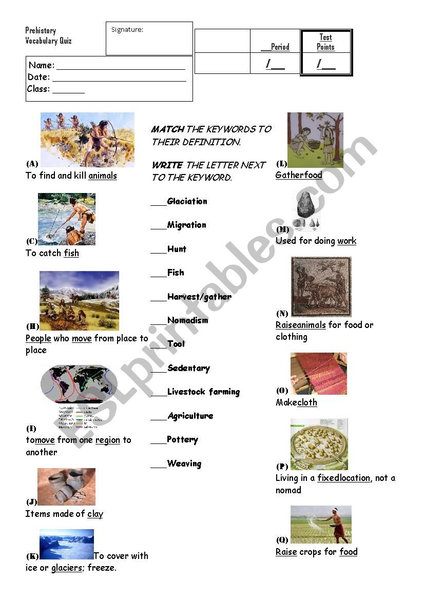 History: Prehistory Vocabulary