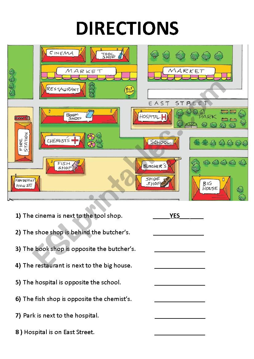 Directions worksheet