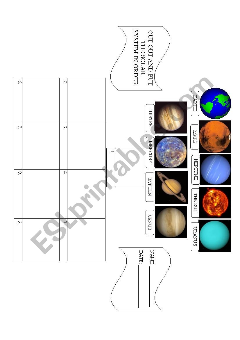 The Solar System worksheet