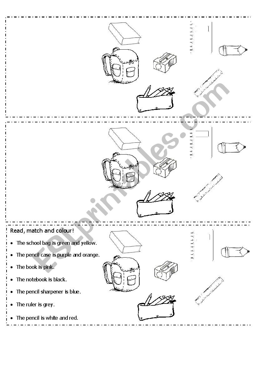 School objects worksheet