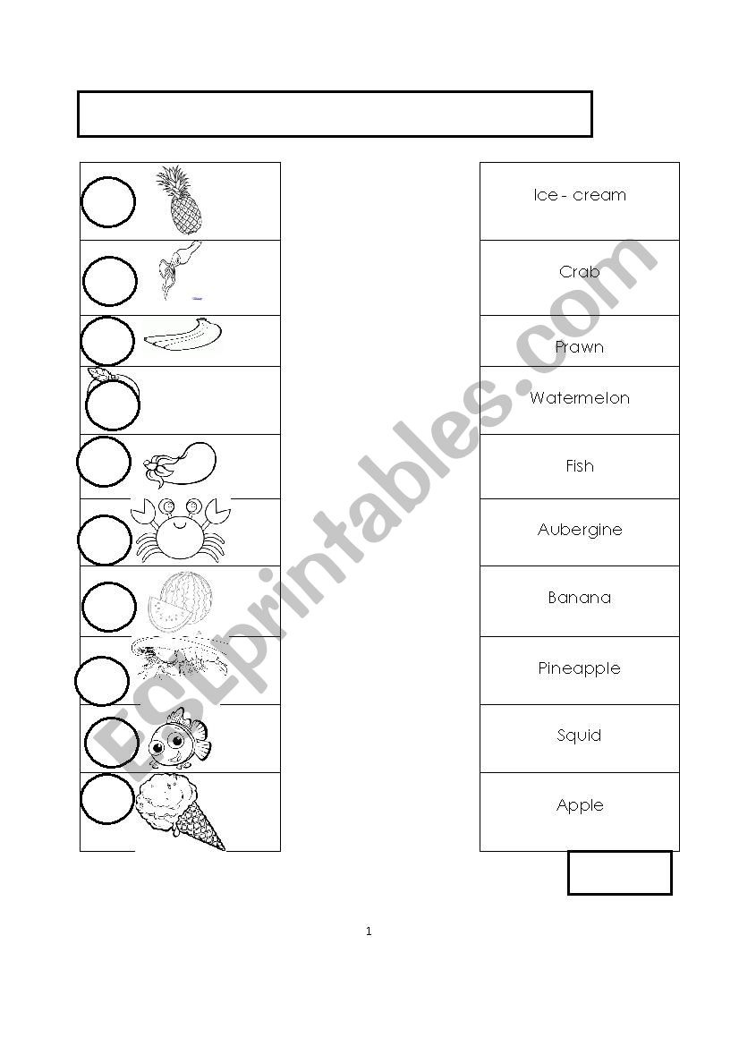 Healthy Food (Matching Activity)