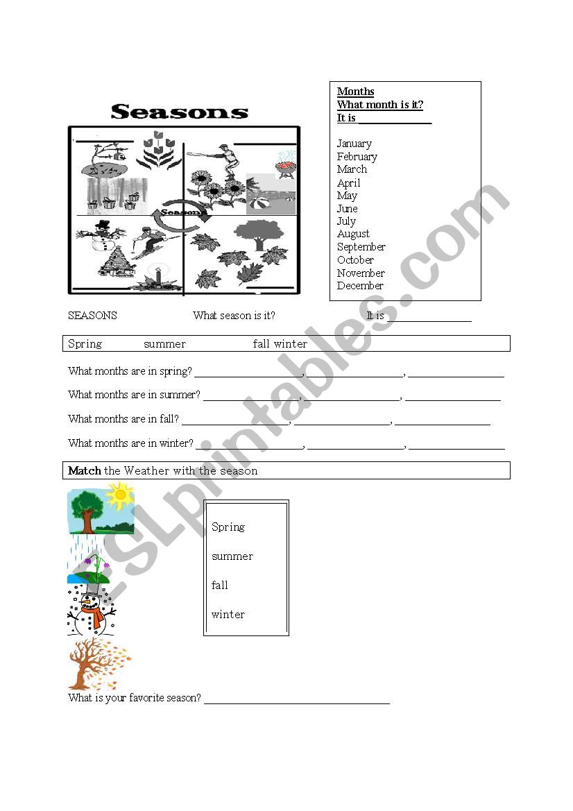 Seasons worksheet