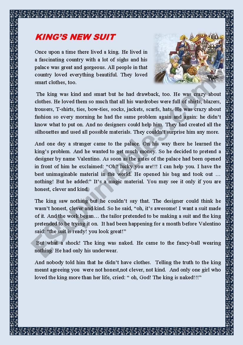 KINGÂ´S NEW DRESS worksheet