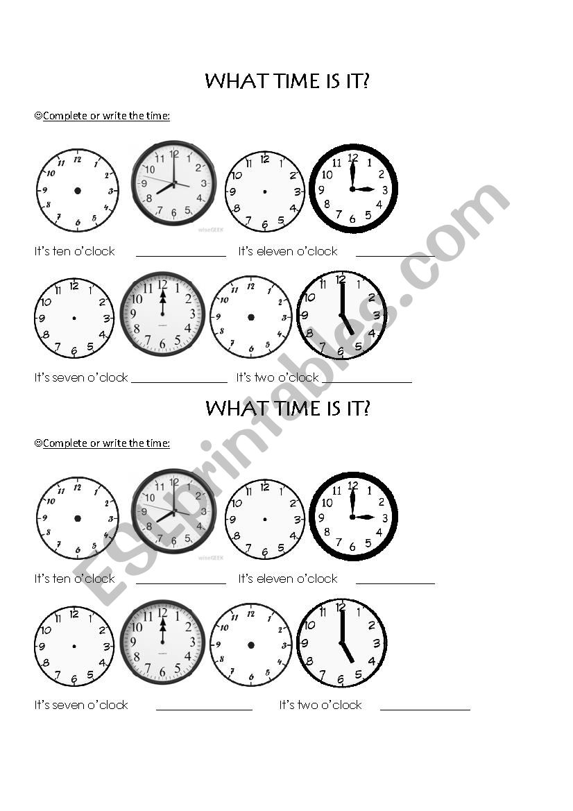 What time is it? worksheet