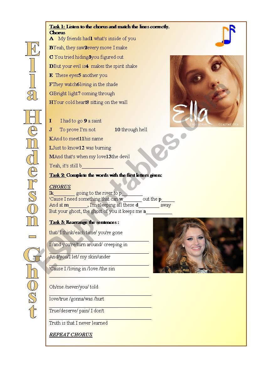 Ella - Ghost song worksheet