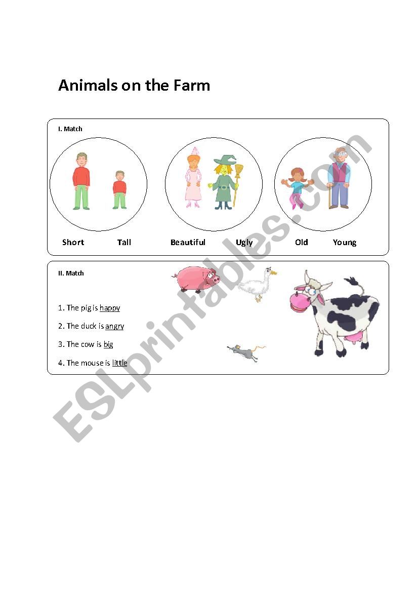 Adjectives and animals worksheet