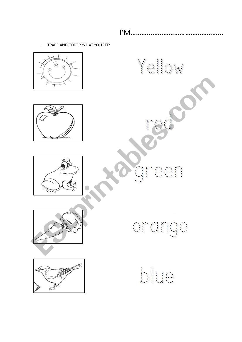Five colors worksheet