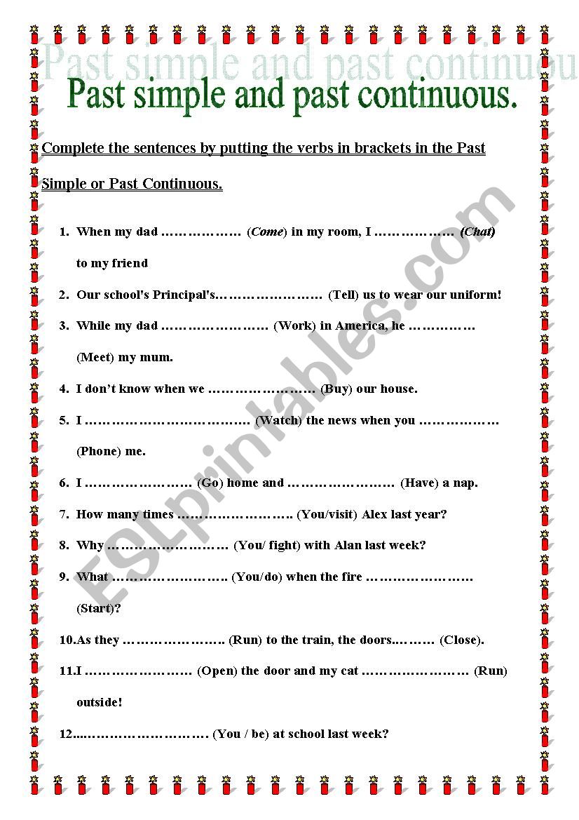 Past Simple Vs Past Continue worksheet