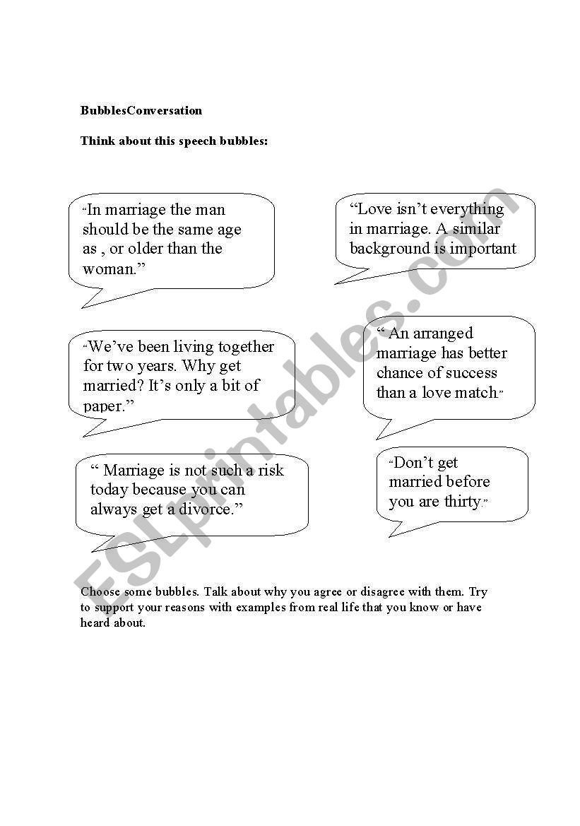 Conversation Bubbles worksheet