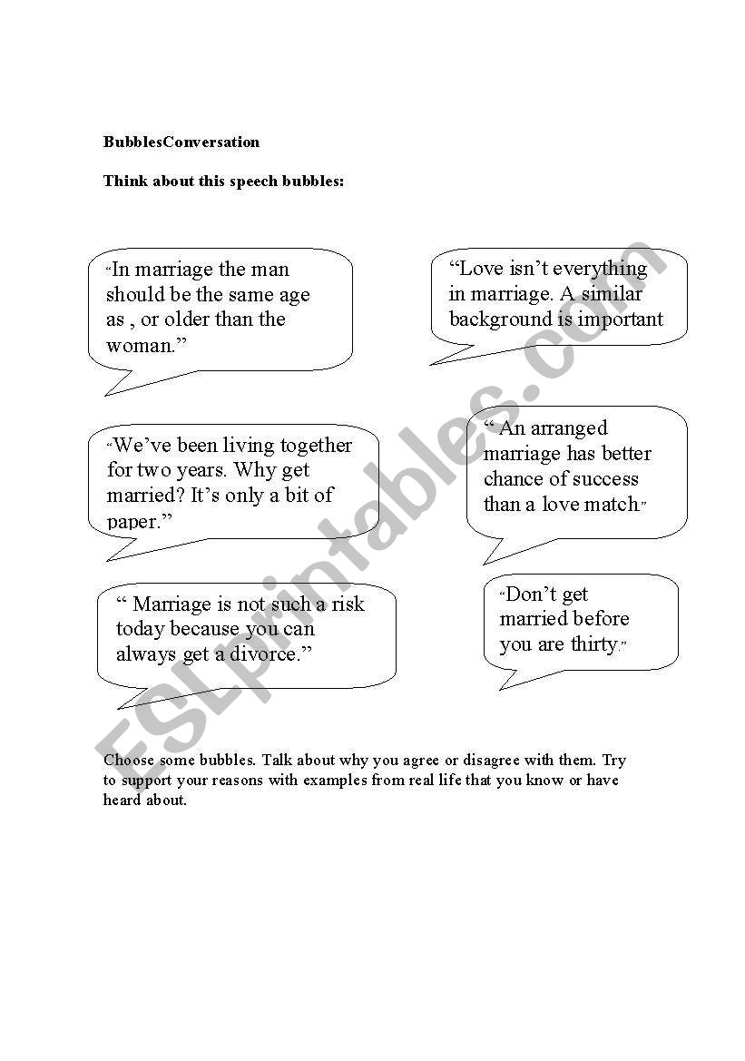 Conversation Bubbles worksheet