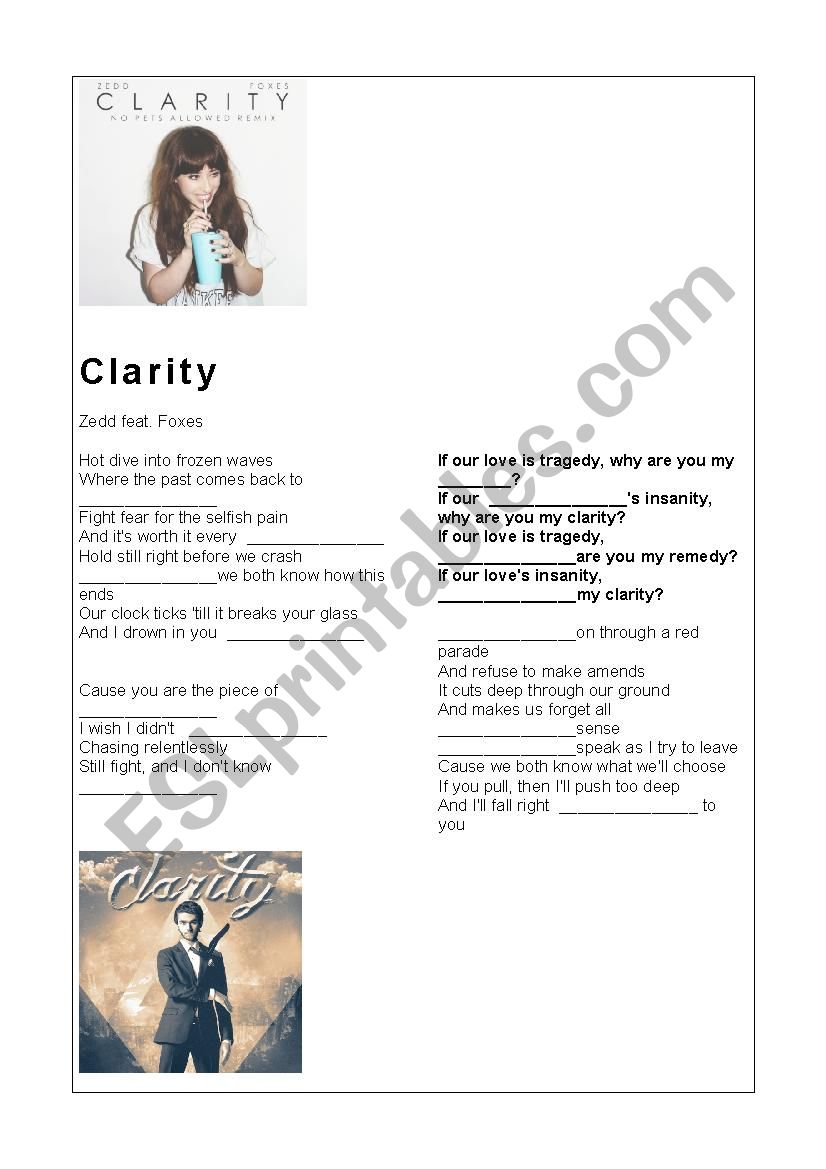 Song - Clarity worksheet