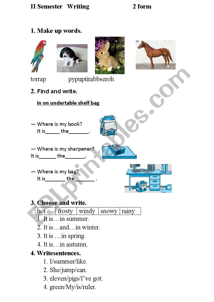 English Test Writing 2 form worksheet
