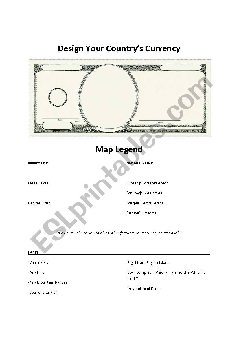 Create Your Own Country worksheet