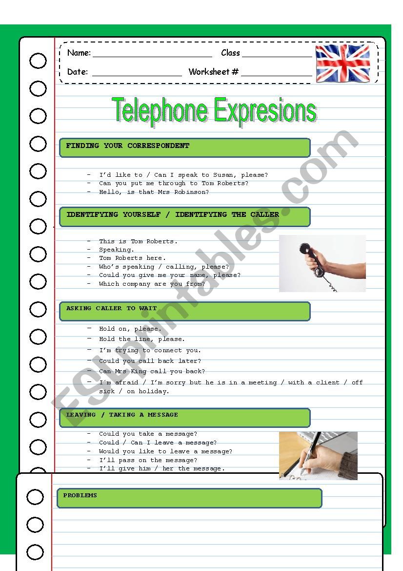 TELEPHONING worksheet