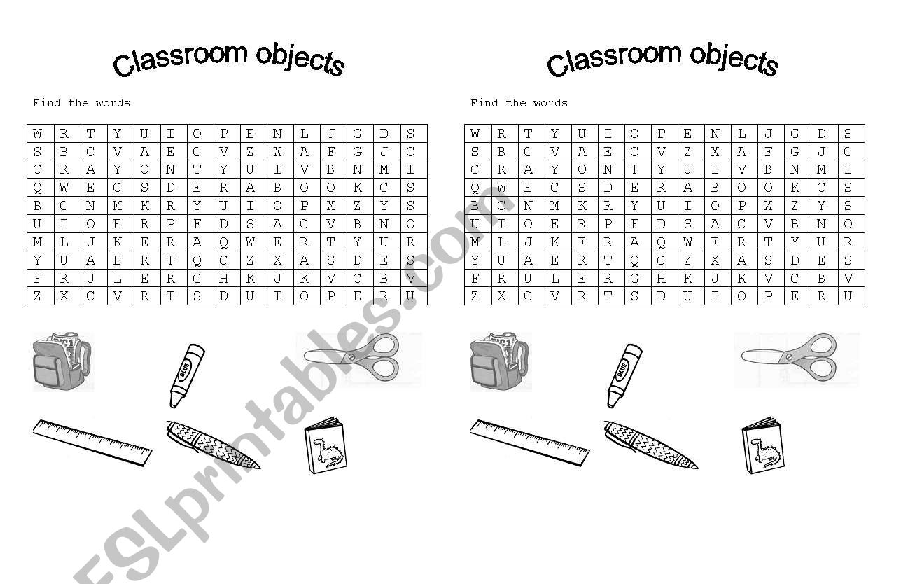 Classroom Objetcs worksheet
