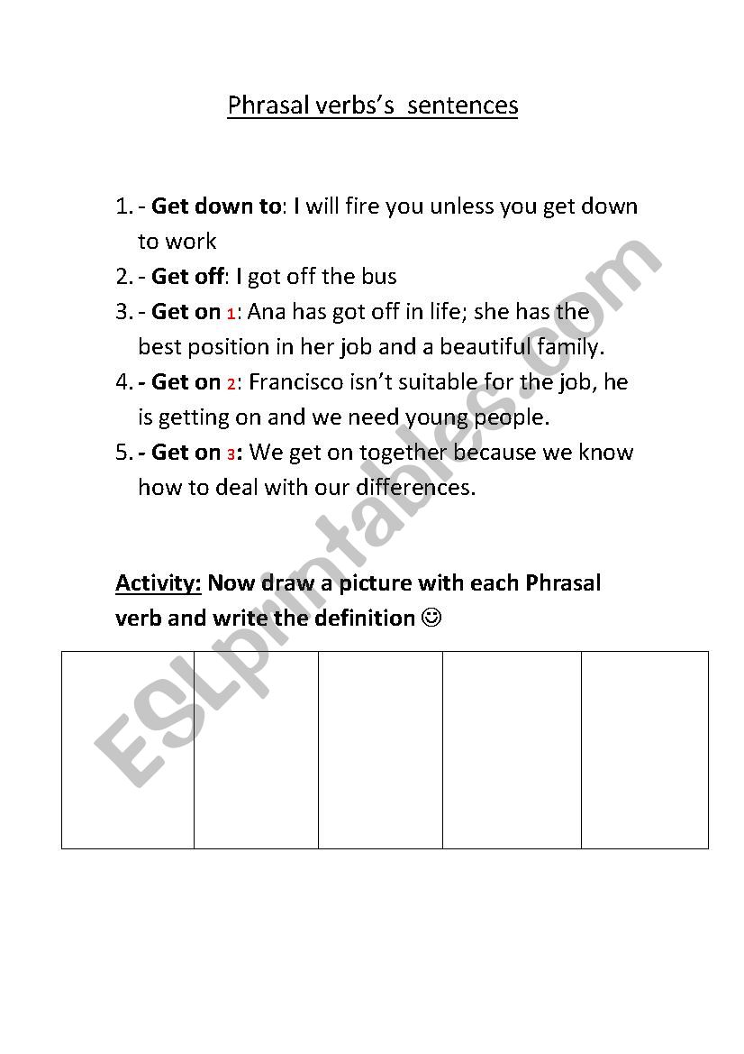 PHRASAL VERBS worksheet